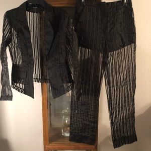 Sheer Seduction Stripe Pant Set-Black